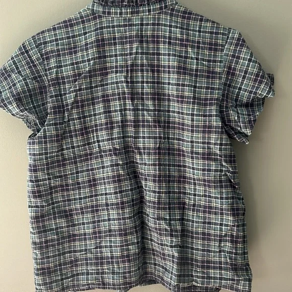 Candace Cameron Bure plaid flutter sleeve ruffle collar small top - Picture 7 of 7